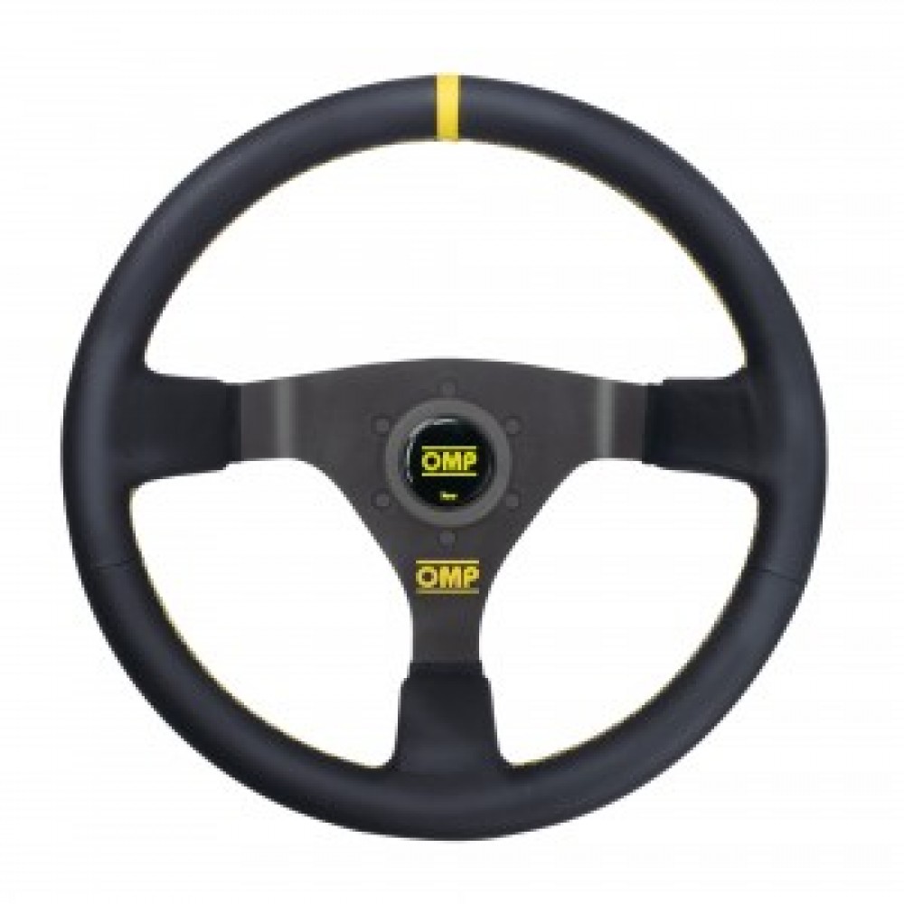 OMP WRC BLACK/YELLOW LEATHER STEERING WHEEL